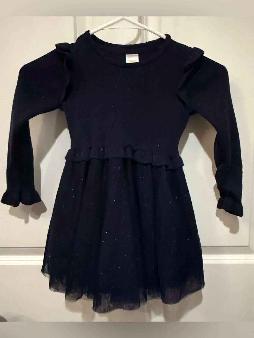 Gymboree Toddler Girls Navy Sparkle Long-Sleeve Tulle Dress